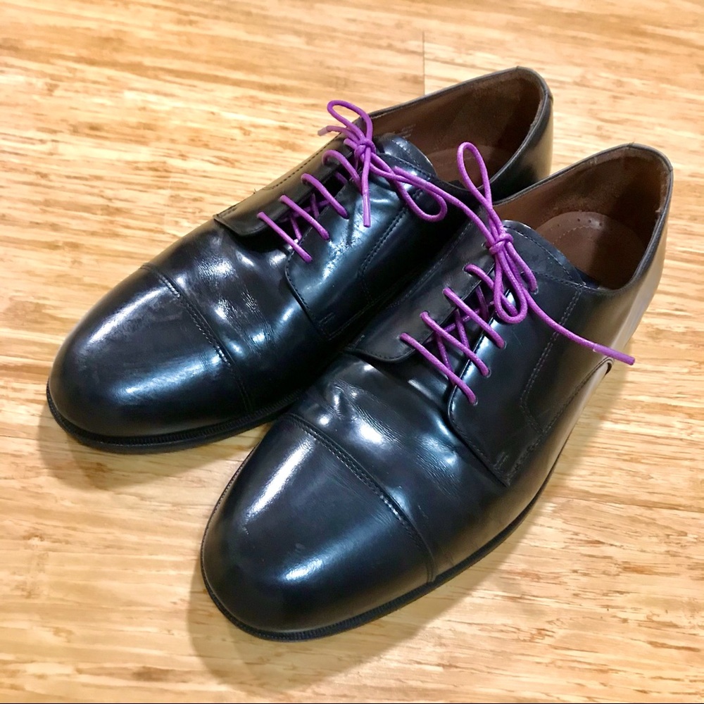Bostonian Classics Derby Black 9.5 W Purple Laces